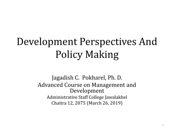 Development Perspectives And Policy Making
