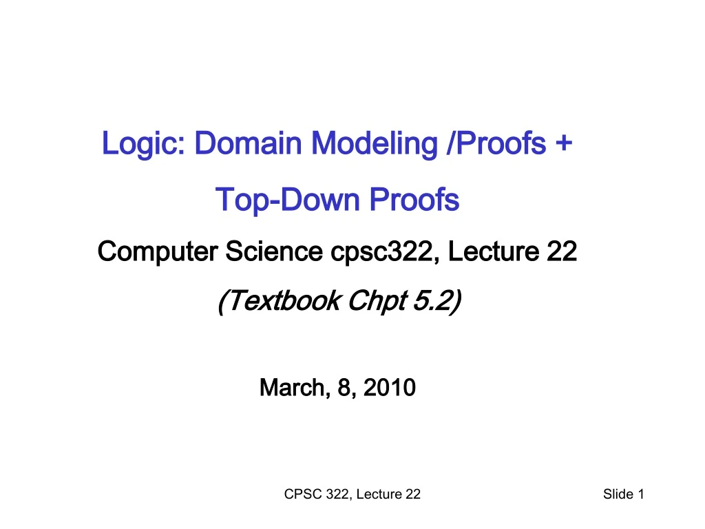 logic domain modeling proofs top down proofs