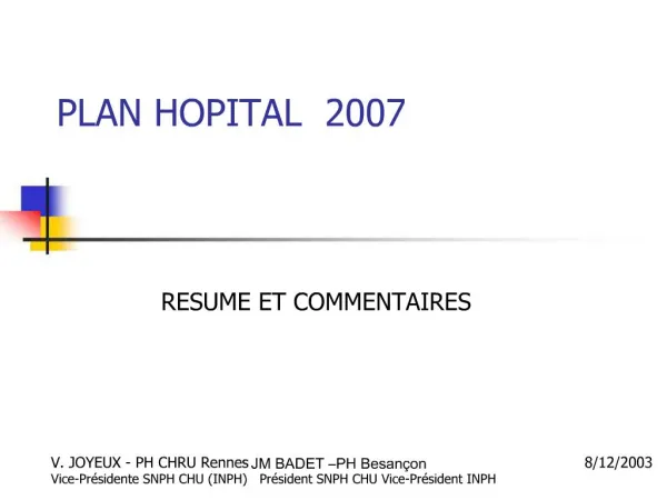 PLAN HOPITAL 2007