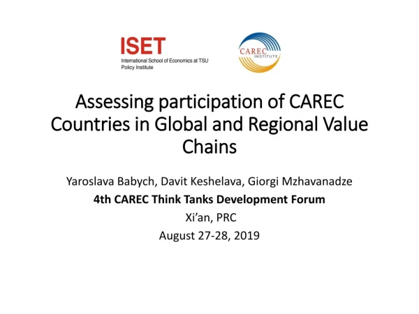 Assessing participation of CAREC Countries in Global and Regional Value Chains