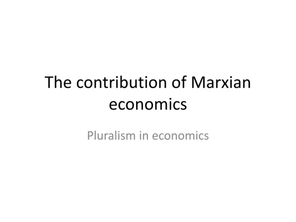 The contribution of Marxian economics