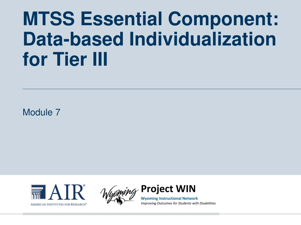 mtss essential component data based individualization for tier iii