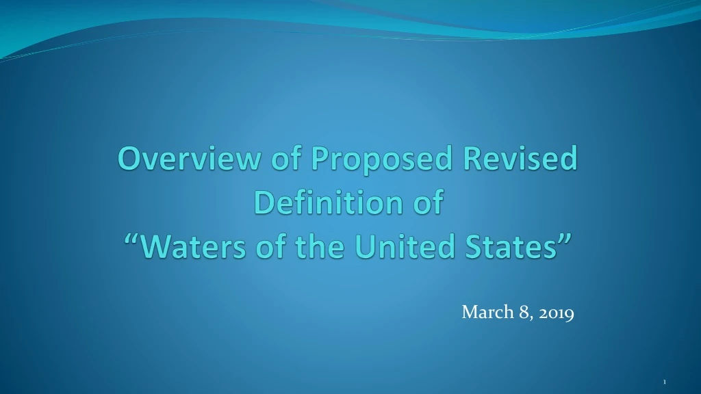 overview of proposed revised definition of waters of the united states