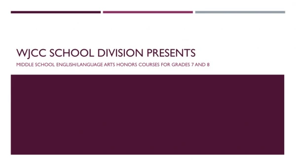WJCC School Division presents