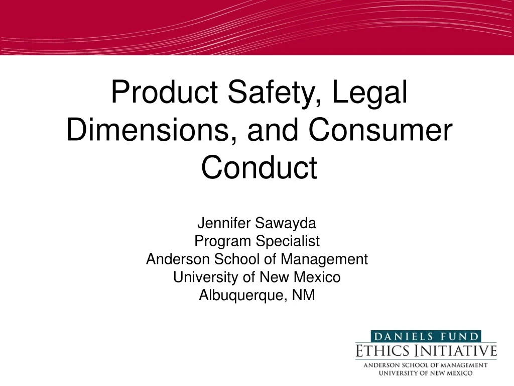 product safety legal dimensions and consumer conduct