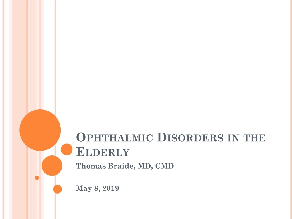 ophthalmic disorders in the elderly