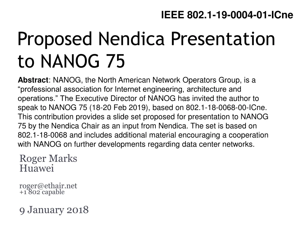 proposed nendica presentation to nanog 75