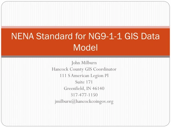 NENA Standard for NG9-1-1 GIS Data Model
