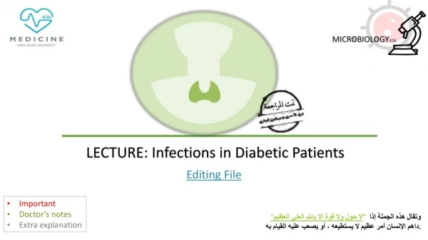 LECTURE: Infections in Diabetic Patients