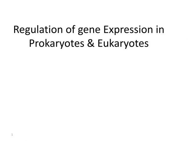 Regulation of gene Expression in Prokaryotes &amp; Eukaryotes