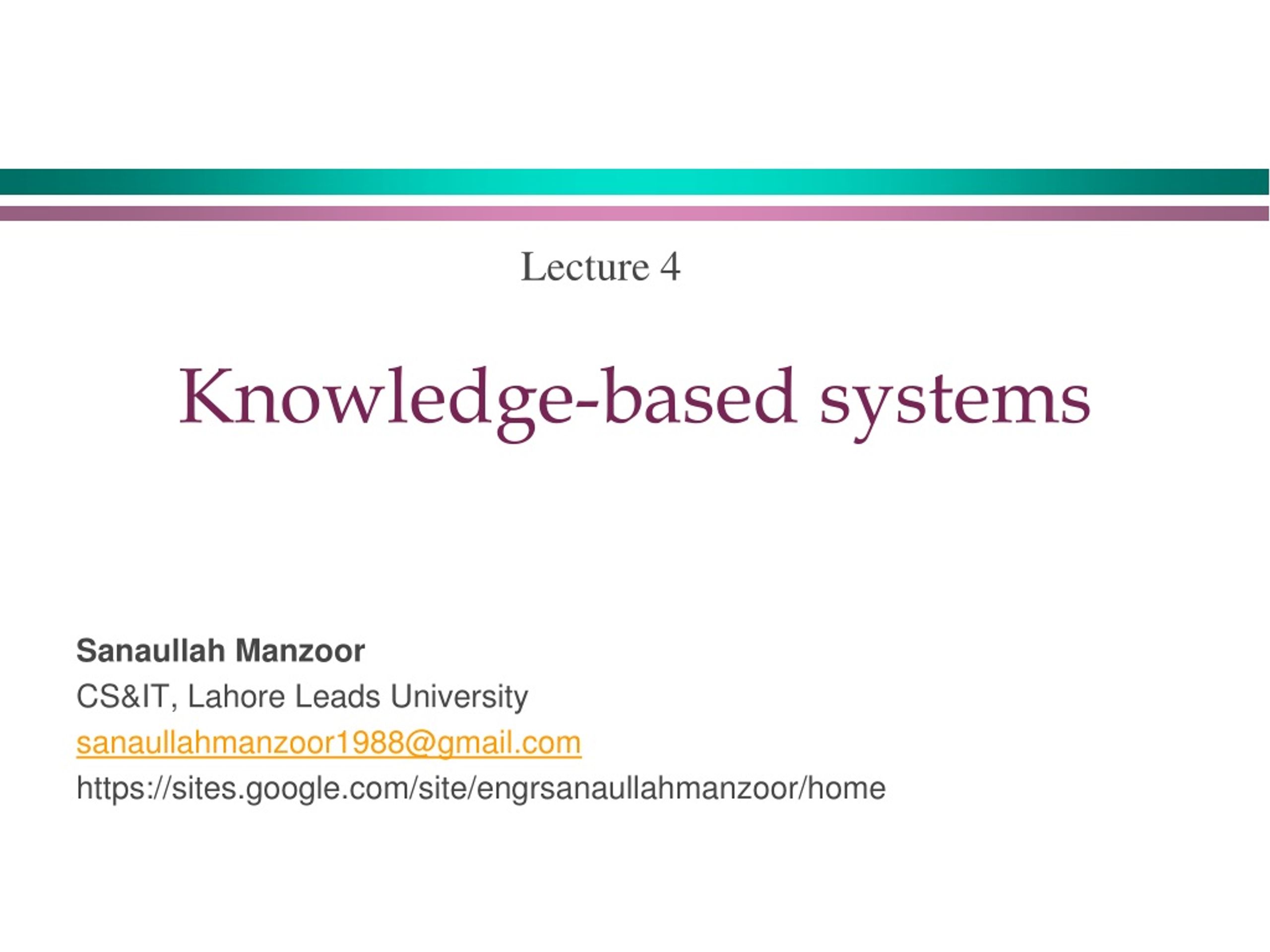 Knowledge-based systems - slide 1