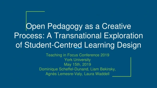 Teaching in Focus Conference 2019 York University May 15th, 2019