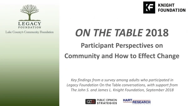 On the Table 2018 Participant Perspectives on Community and How to Effect Change