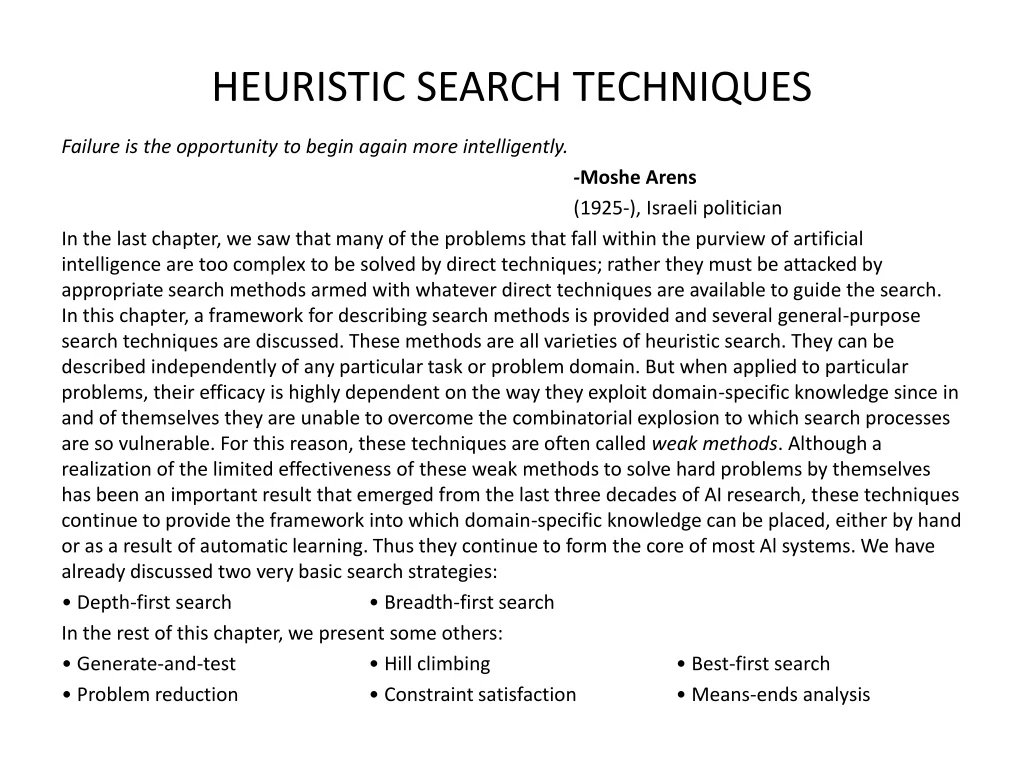 heuristic search techniques