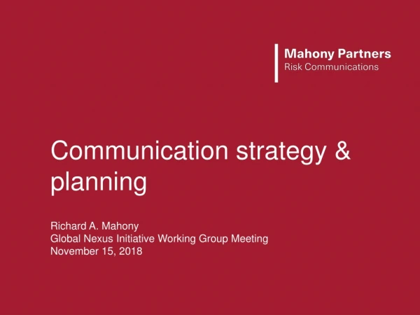 Communication strategy &amp; planning