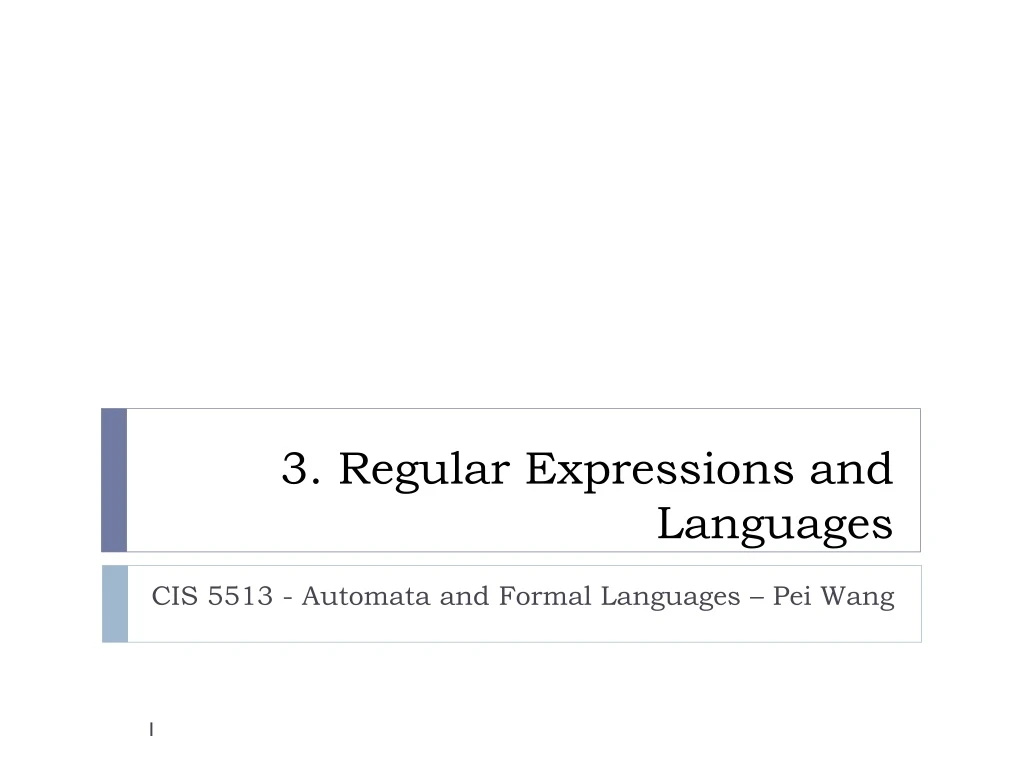 3 regular expressions and languages