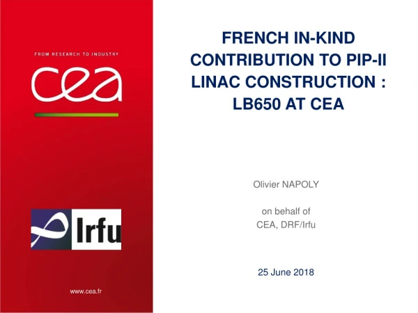 French In-Kind Contribution to PIP-II Linac Construction : LB650 at CEA