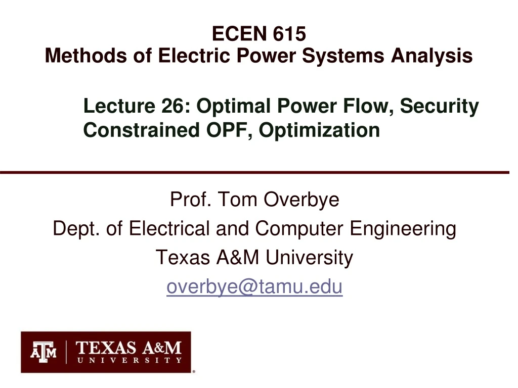 ecen 615 methods of electric power systems analysis