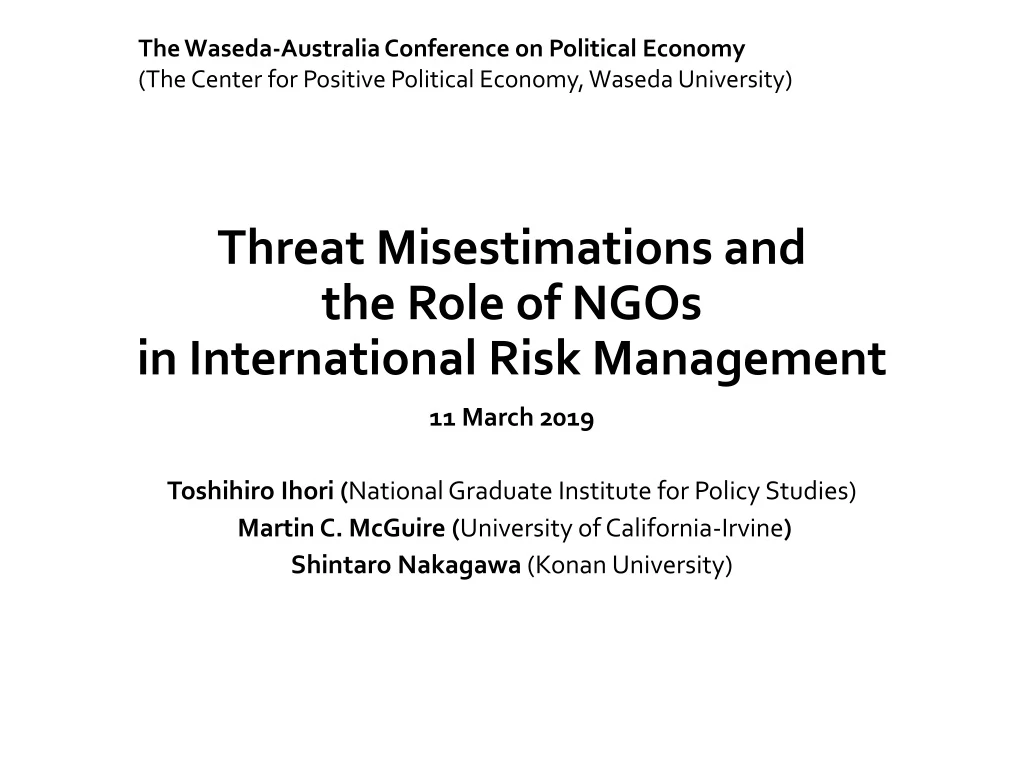 threat misestimations and the role of ngos in international risk management