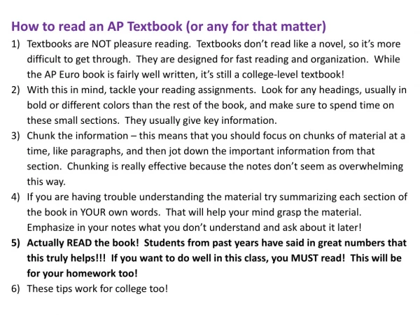How to read an AP textbook