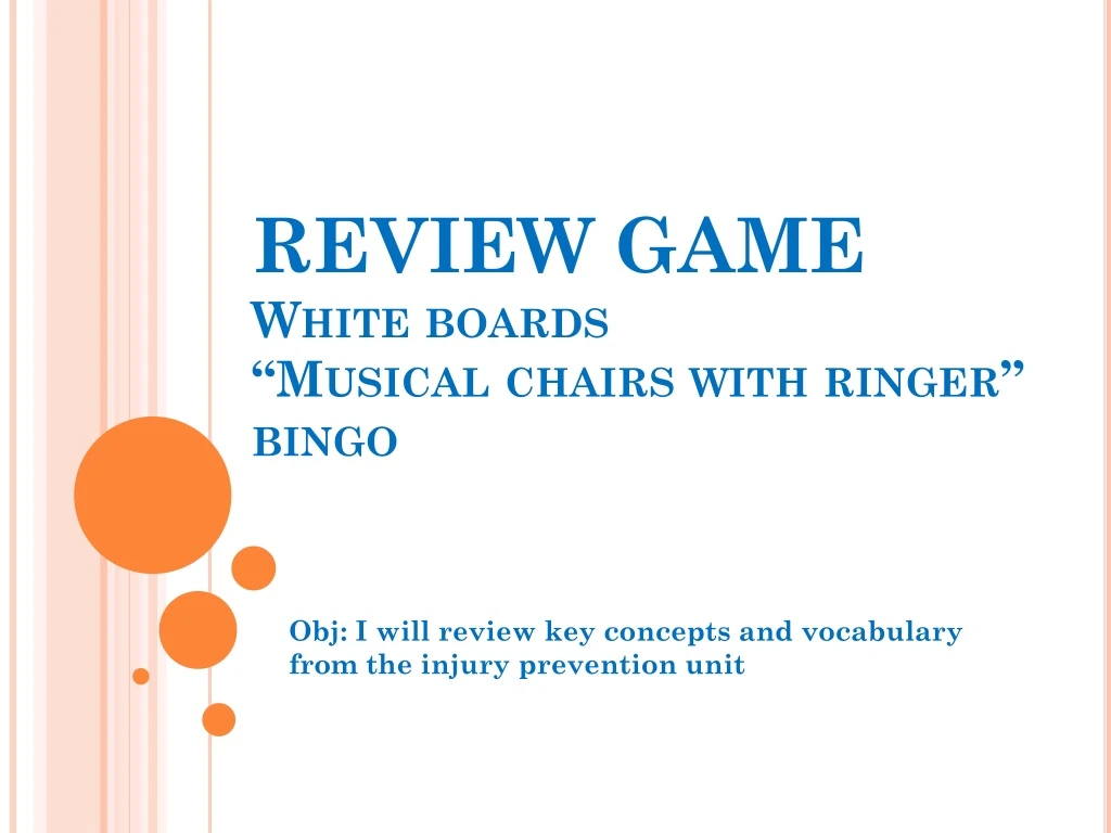 review game white boards musical chairs with ringer bingo