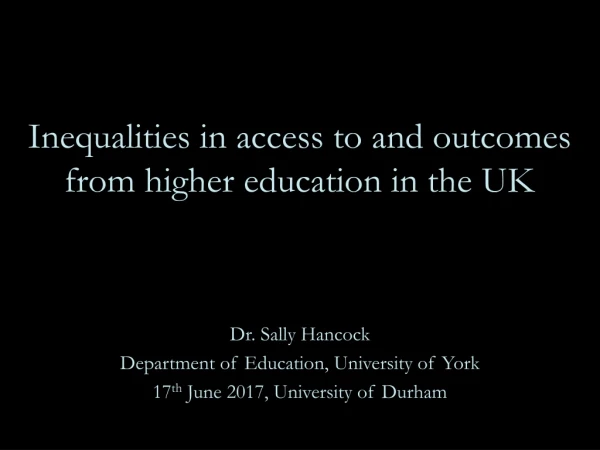 Inequalities in access to and outcomes from higher education in the UK