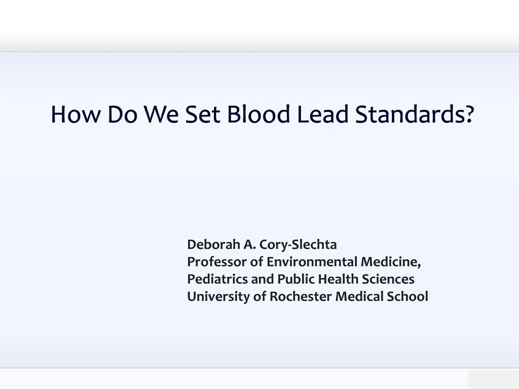 how do we set blood lead standards
