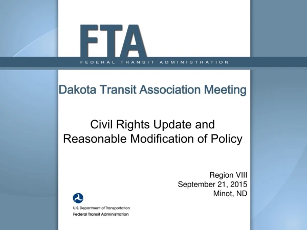 Dakota Transit Association Meeting Civil Rights Update and Reasonable Modification of Policy