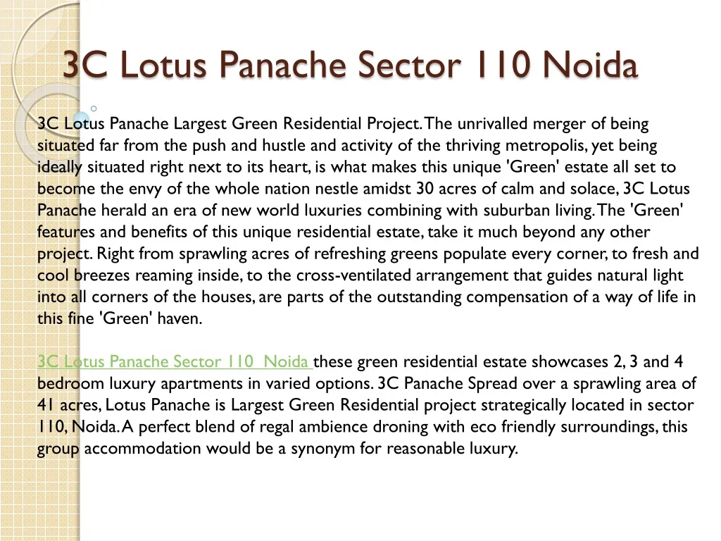 3c lotus panache sector 110 noida