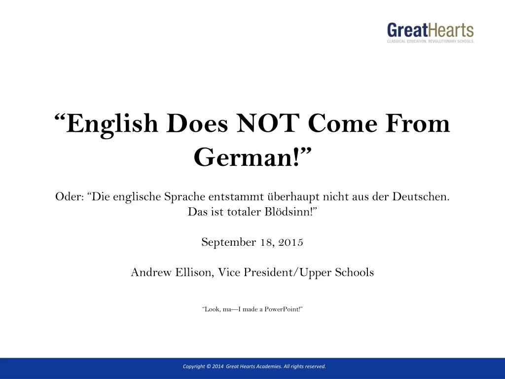 english does not come from german oder