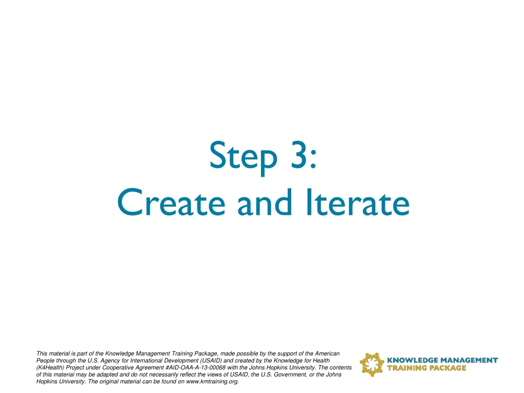 step 3 create and iterate
