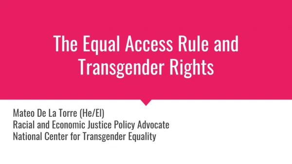 The Equal Access Rule and Transgender Rights