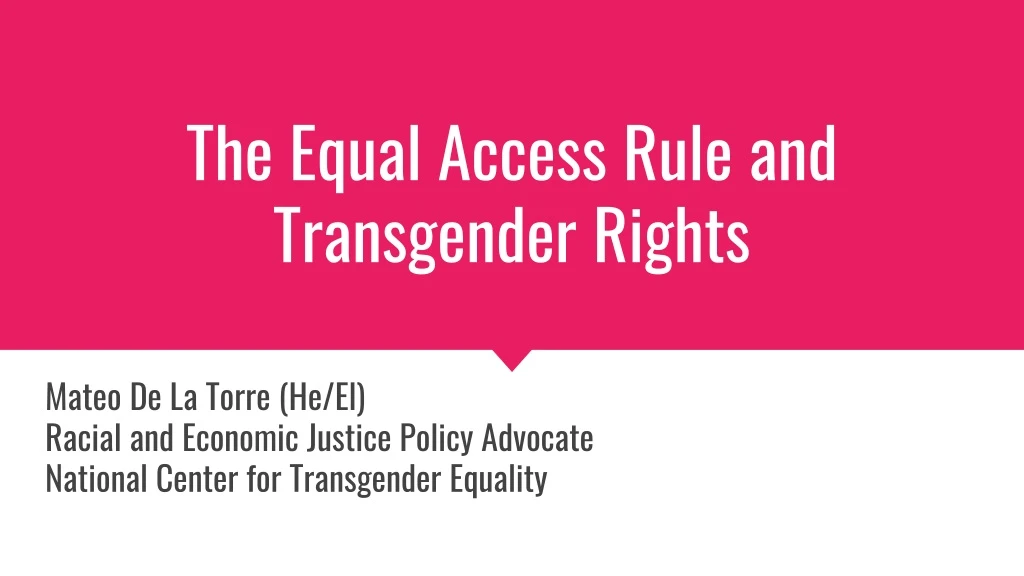 the equal access rule and transgender rights