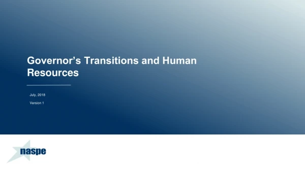 Governor’s Transitions and Human Resources