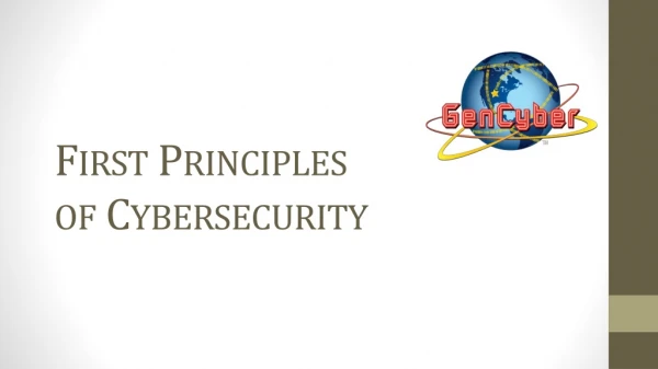 First Principles of Cybersecurity