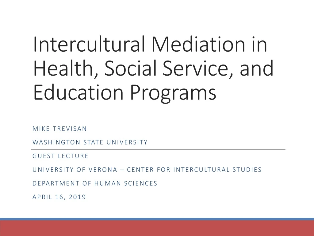 intercultural mediation in health social service and education programs