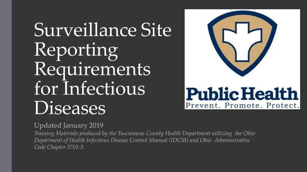 surveillance site reporting requirements for infectious diseases