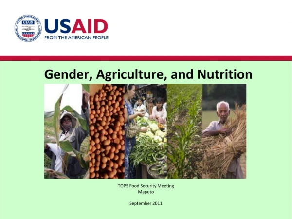 Gender, Agriculture, and Nutrition Linkages