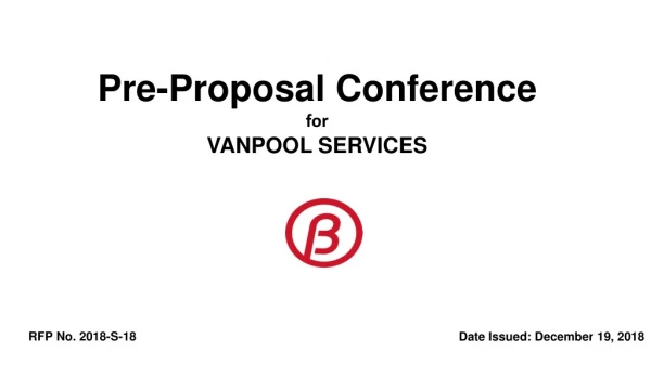 Pre-Proposal Conference for VANPOOL SERVICES