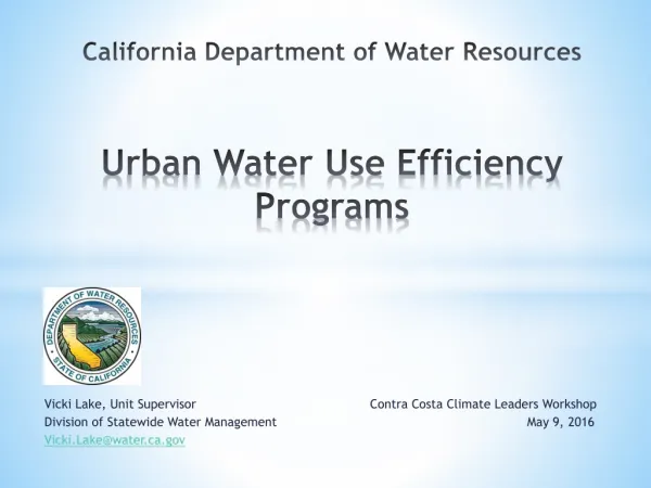 California Department of Water Resources Urban Water Use Efficiency Programs
