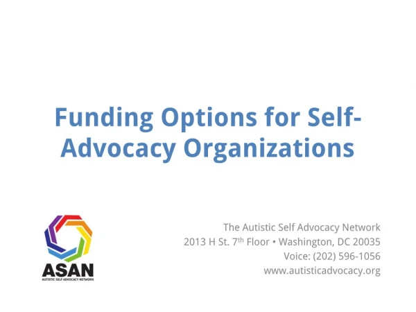 Funding Options for Self-Advocacy Organizations