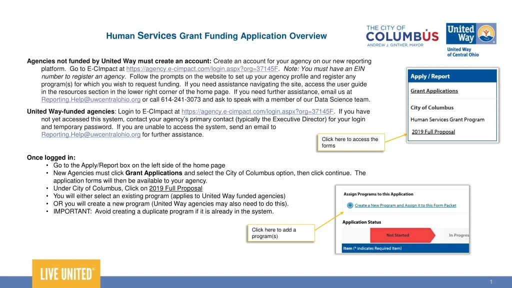 human services grant funding application overview