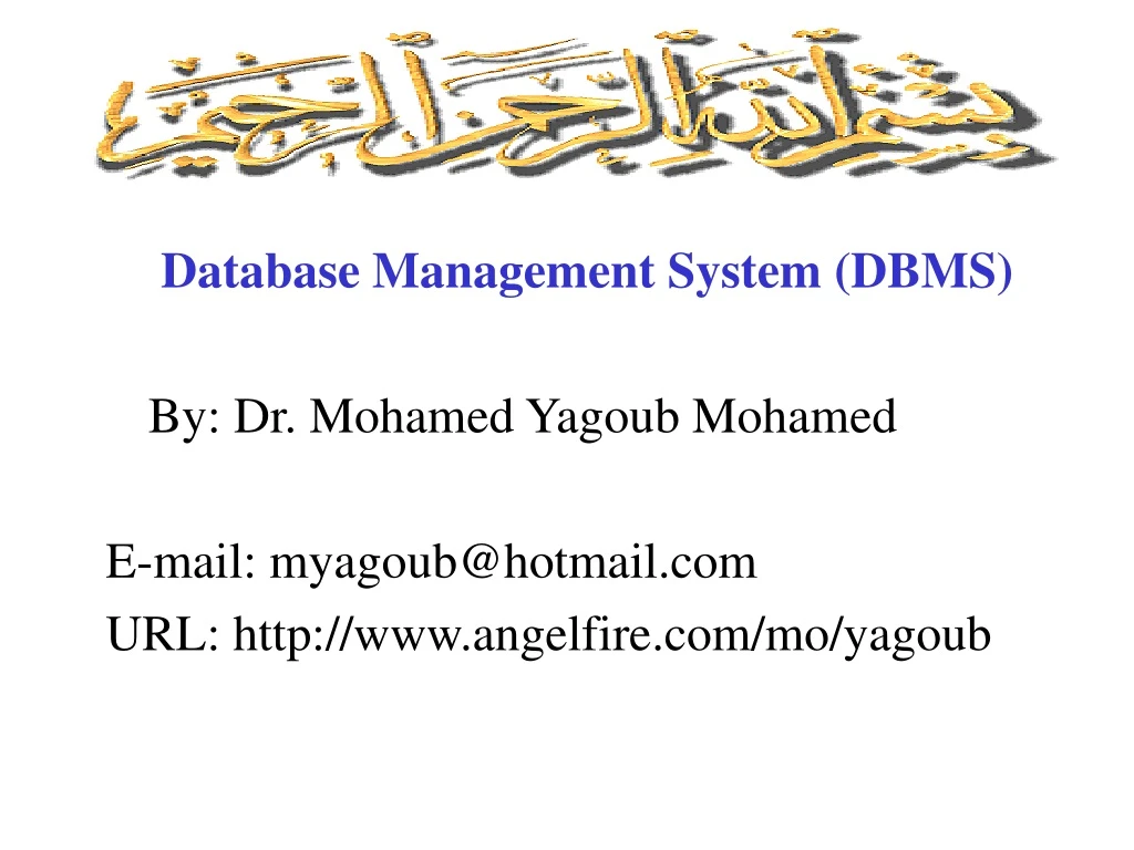 database management system dbms by dr mohamed