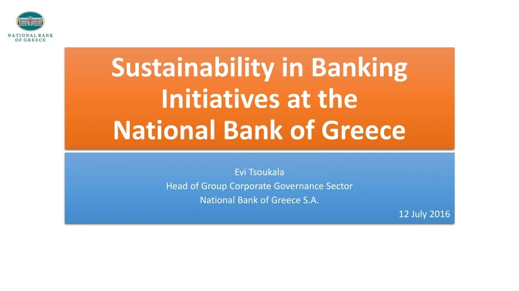s ustainability in banking initiatives at the national bank of greece