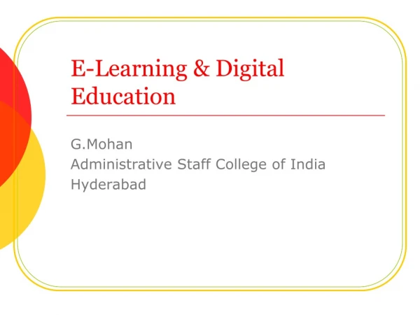 E-Learning &amp; Digital Education