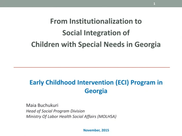 Early Childhood Intervention (ECI) Program in Georgia
