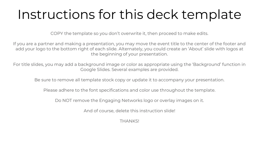 instructions for this deck template