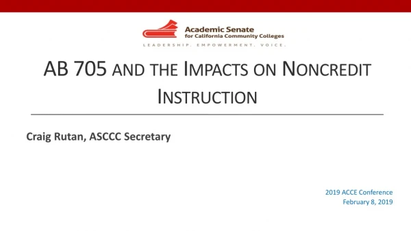 AB 705 and the Impacts on Noncredit Instruction