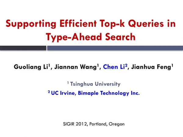 Supporting Efficient Top-k Queries in Type-A h ead Search