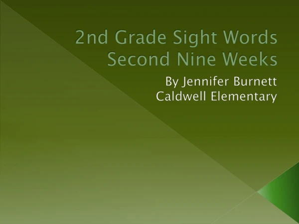 2nd Grade Sight Words Second Nine Weeks